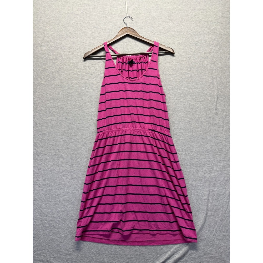 Gap Tank Dress Womens‎ Medium Pink Navy Blue Striped Scoop Neck Elastic Waist